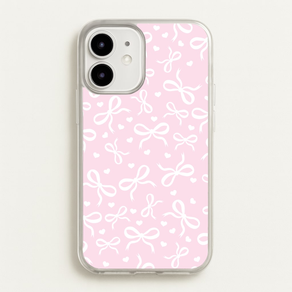 Coquette Bows And Hearts Baby Pink - Clean Girl Aesthetic Phone Case for iPhone 12 Mini