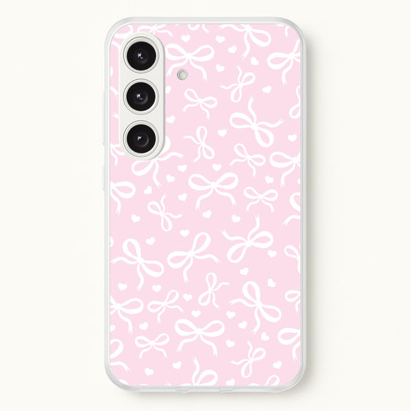 Coquette Bows And Hearts Baby Pink - Clean Girl Aesthetic Phone Case for Galaxy S24FE