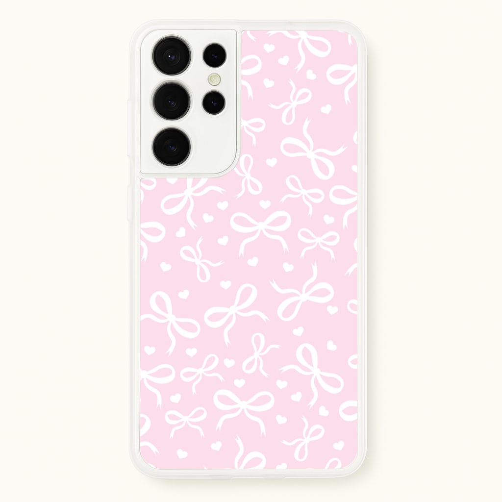 Coquette Bows And Hearts Baby Pink - Clean Girl Aesthetic Phone Case for Galaxy S21 Ultra