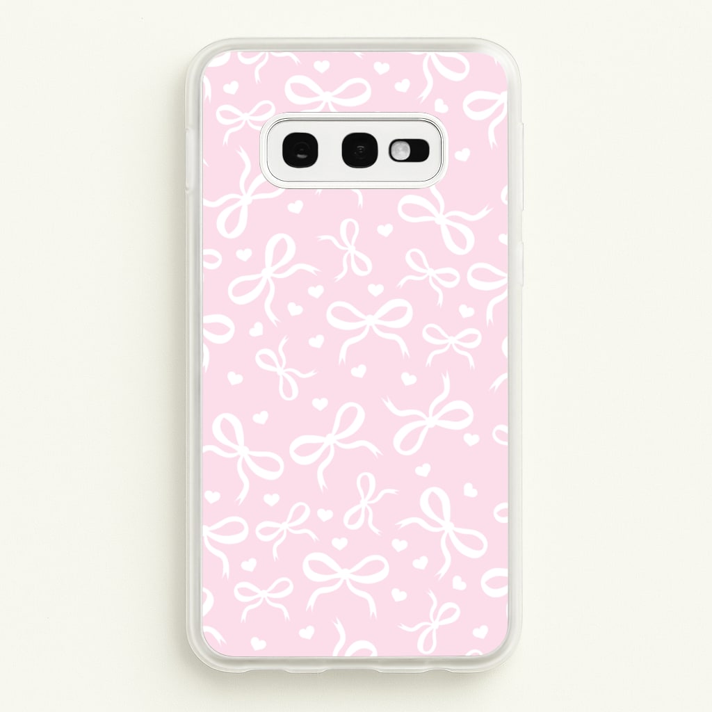 Coquette Bows And Hearts Baby Pink - Clean Girl Aesthetic Phone Case for Galaxy S10e