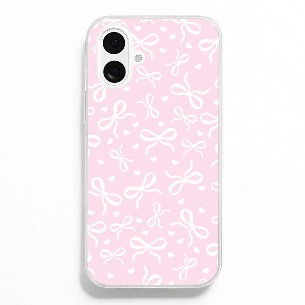 Coquette Bows And Hearts Baby Pink - Clean Girl Aesthetic Phone Case for iPhone 16 Plus