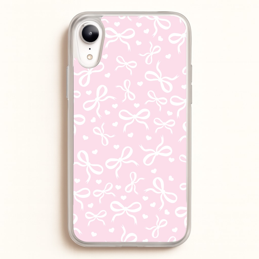 Coquette Bows And Hearts Baby Pink - Clean Girl Aesthetic Phone Case for iPhone XR