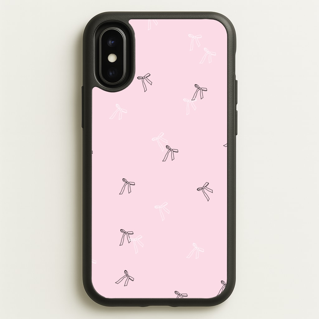 Coquette Mini Bows Pattern Pink - Clean Girl Aesthetic Phone Case for iPhone X / XS