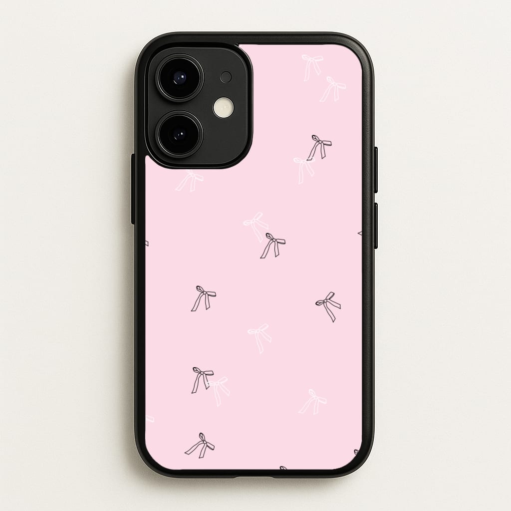 Coquette Mini Bows Pattern Pink - Clean Girl Aesthetic Phone Case for iPhone 12 Mini