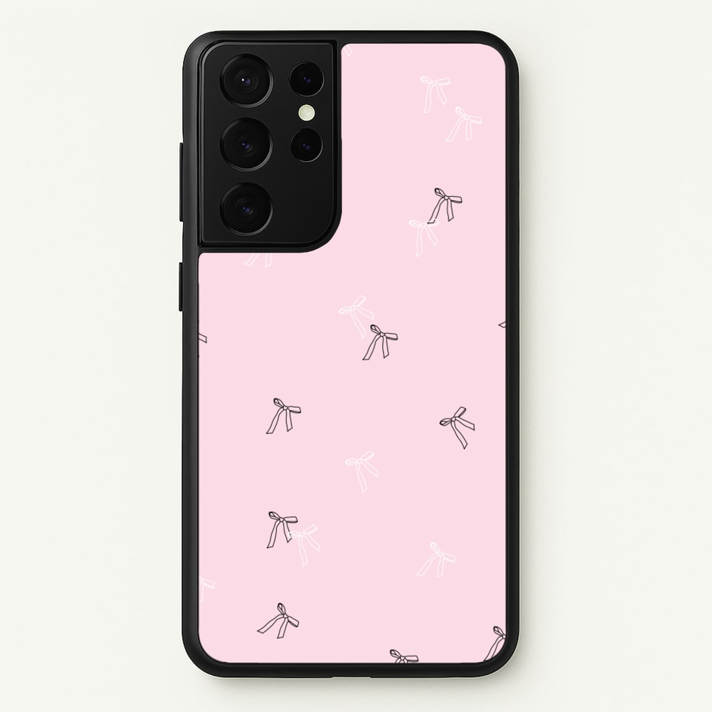 Coquette Mini Bows Pattern Pink - Clean Girl Aesthetic Phone Case for Galaxy S21 Ultra