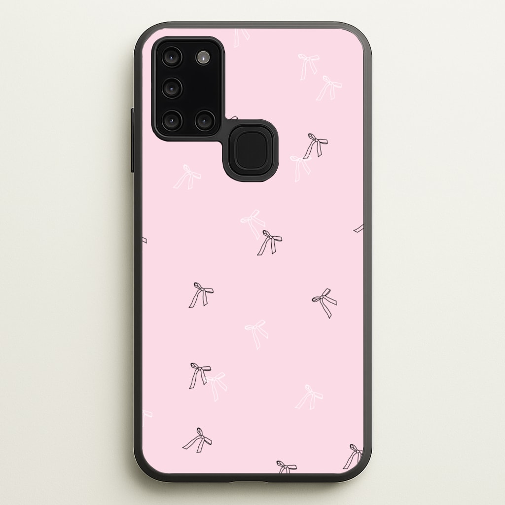 Coquette Mini Bows Pattern Pink - Clean Girl Aesthetic Phone Case for Galaxy A21s