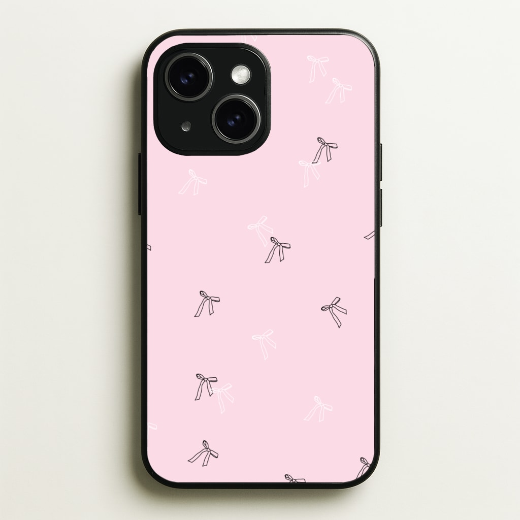 Coquette Mini Bows Pattern Pink - Clean Girl Aesthetic Phone Case for iPhone 15 Plus