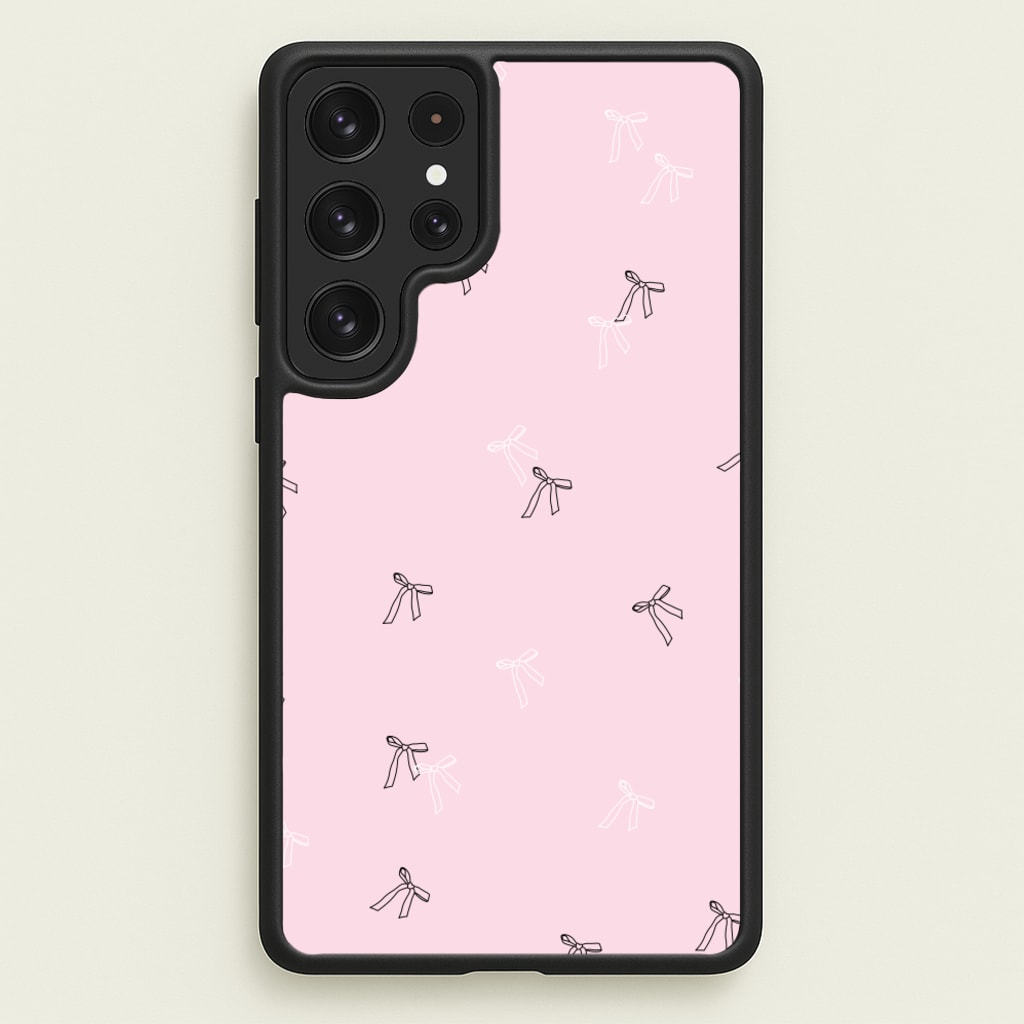 Coquette Mini Bows Pattern Pink - Clean Girl Aesthetic Phone Case for Galaxy S23 Ultra