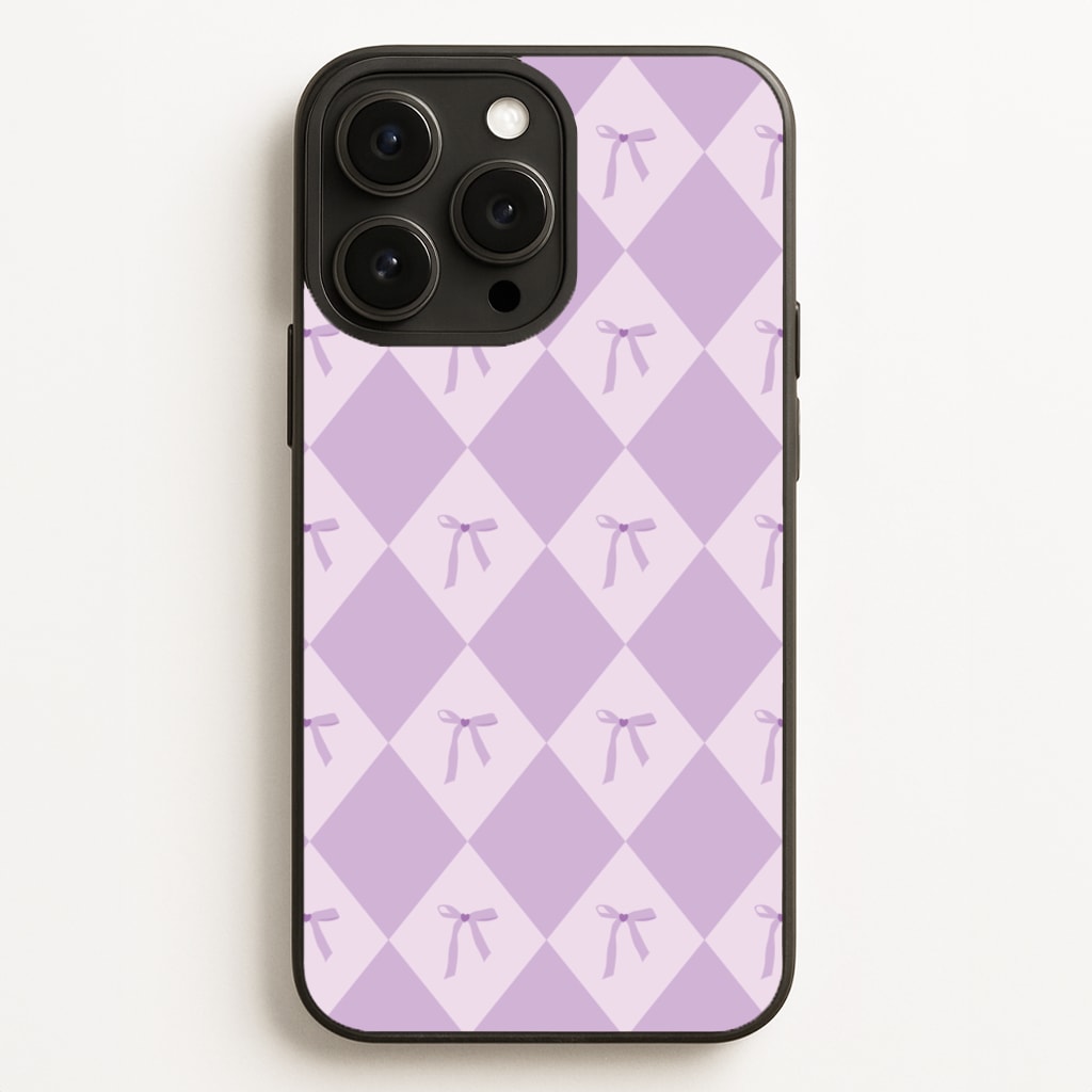 Purple Argyle Coquette Pattern - Clean Girl Aesthetic Phone Case for iPhone 12 Pro Max
