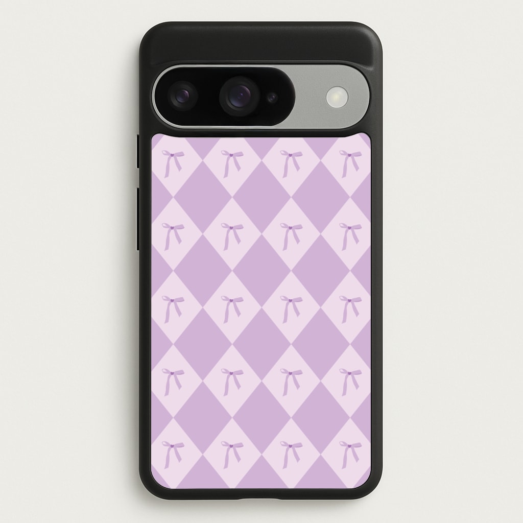 Purple Argyle Coquette Pattern Phone Case for Google Pixel 10 / 10 Pro