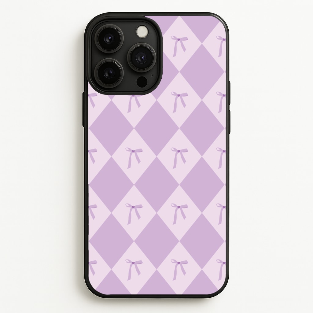 Purple Argyle Coquette Pattern - Clean Girl Aesthetic Phone Case for iPhone 13 Pro Max