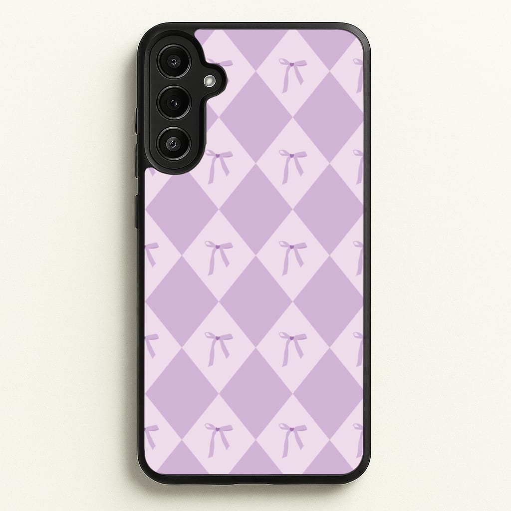 Purple Argyle Coquette Pattern - Clean Girl Aesthetic Phone Case for Galaxy A34