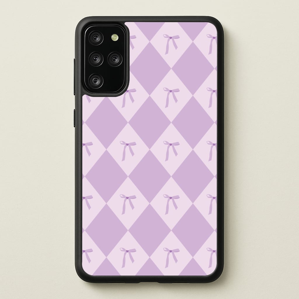 Purple Argyle Coquette Pattern - Clean Girl Aesthetic Phone Case for Galaxy S20 Plus