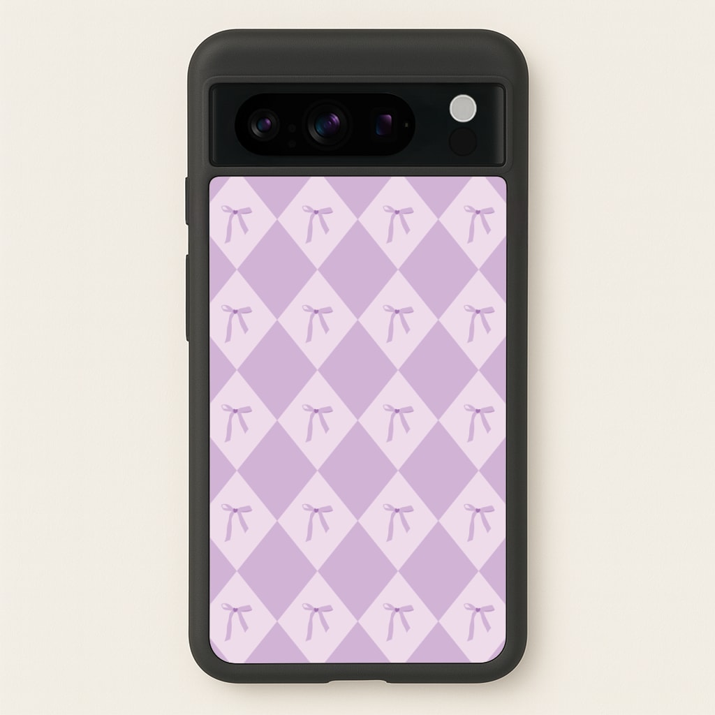 Purple Argyle Coquette Pattern - Clean Girl Aesthetic Phone Case for Google Pixel 8 Pro