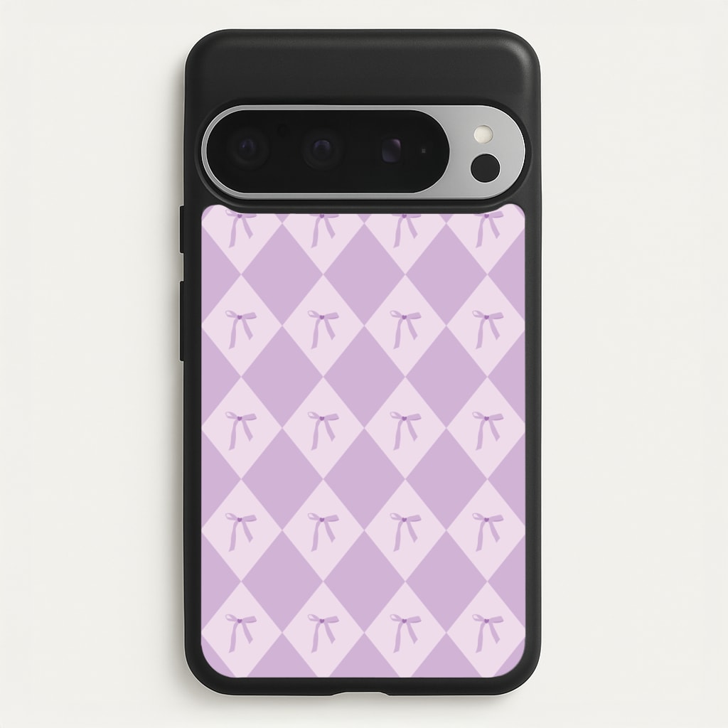 Purple Argyle Coquette Pattern - Clean Girl Aesthetic Phone Case for Google Pixel 9 Pro XL