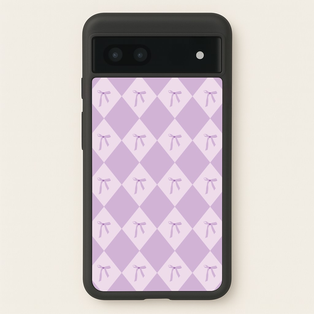 Purple Argyle Coquette Pattern - Clean Girl Aesthetic Phone Case for Google Pixel 7a
