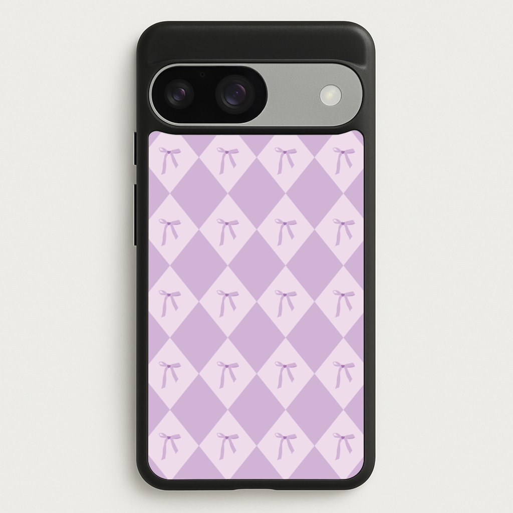 Purple Argyle Coquette Pattern - Clean Girl Aesthetic Phone Case for Google Pixel 9 / 9 Pro
