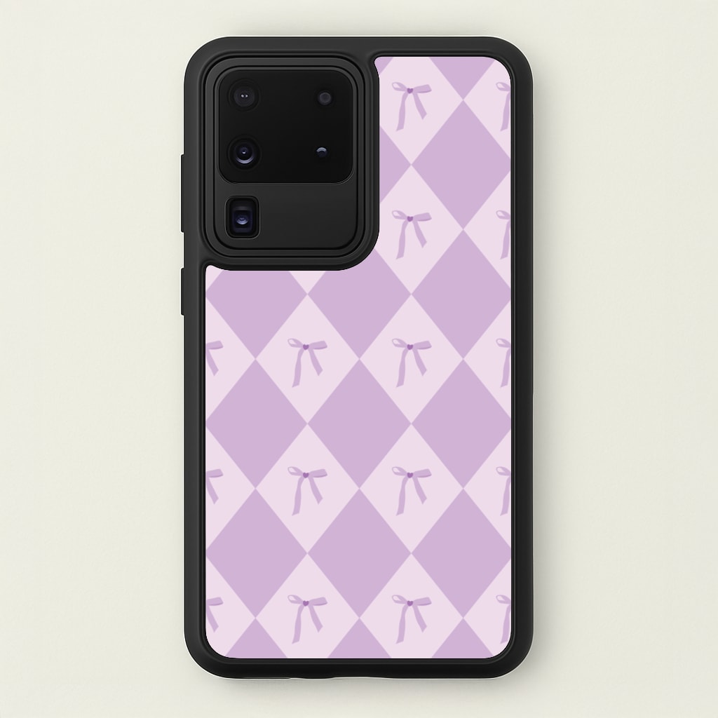Purple Argyle Coquette Pattern - Clean Girl Aesthetic Phone Case for Galaxy S20 Ultra