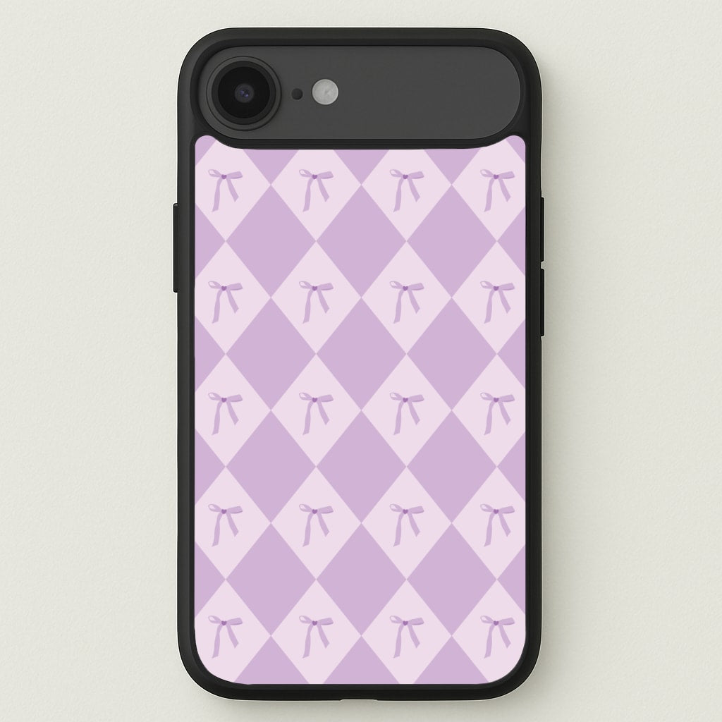 Purple Argyle Coquette Pattern Phone Case for iPhone 17 Air