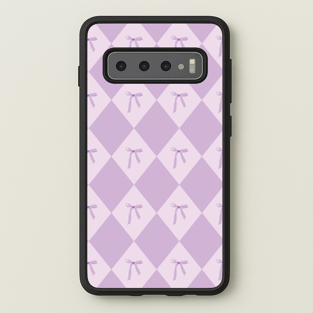 Purple Argyle Coquette Pattern - Clean Girl Aesthetic Phone Case for Galaxy S10