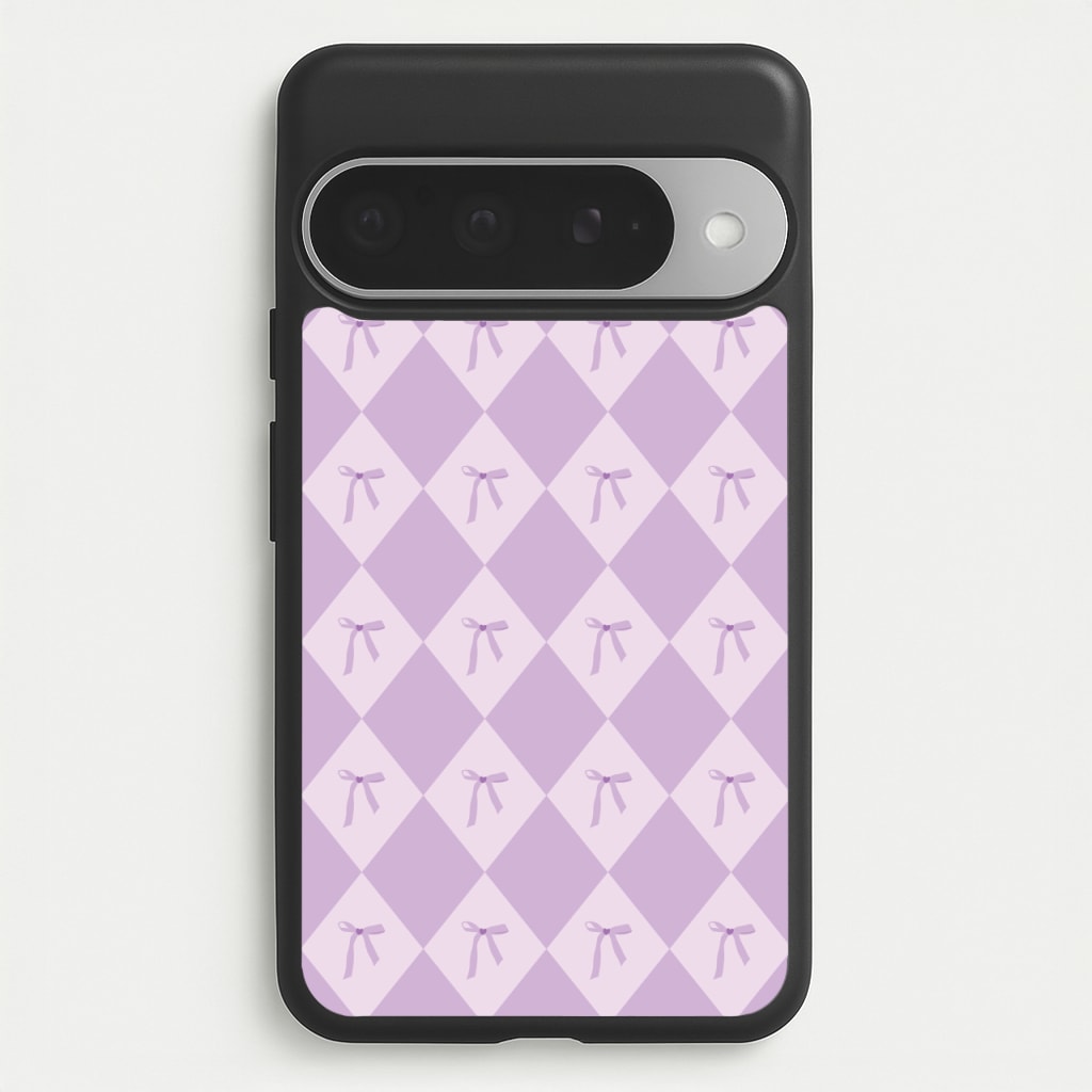 Purple Argyle Coquette Pattern Phone Case for Google Pixel 10 Pro XL