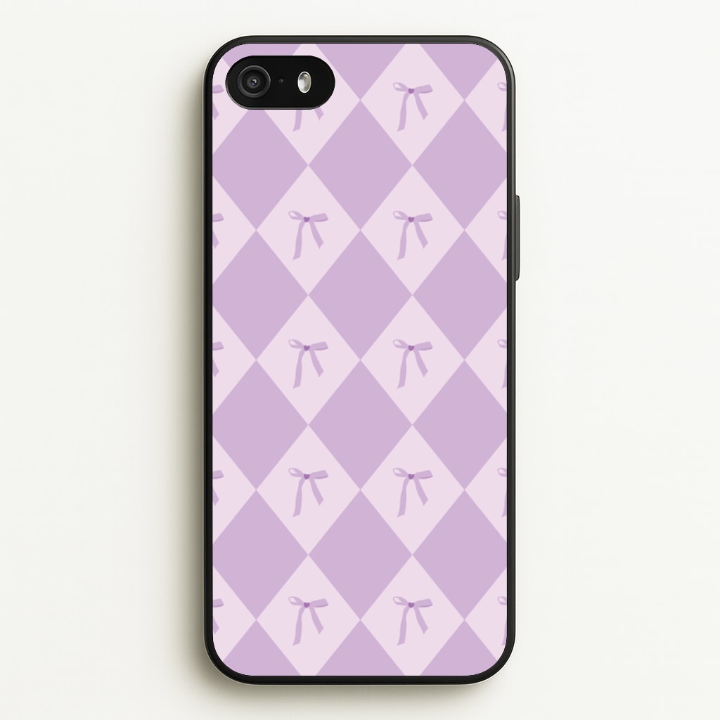 Purple Argyle Coquette Pattern - Clean Girl Aesthetic Phone Case for iPhone 5 / 5s / SE 2016