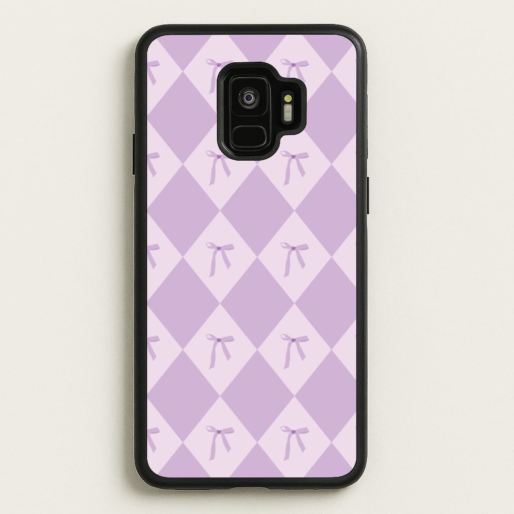Purple Argyle Coquette Pattern - Clean Girl Aesthetic Phone Case for Galaxy S9