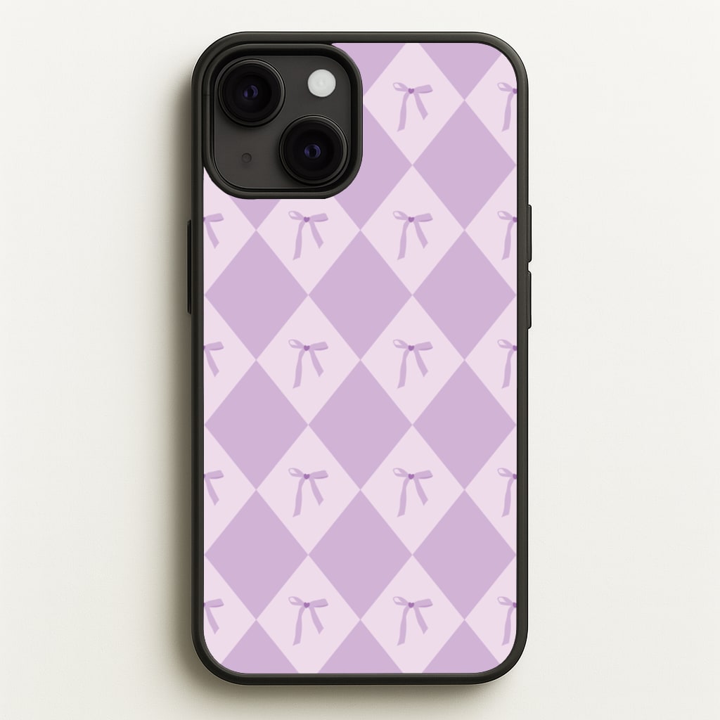 Purple Argyle Coquette Pattern - Clean Girl Aesthetic Phone Case for iPhone 13