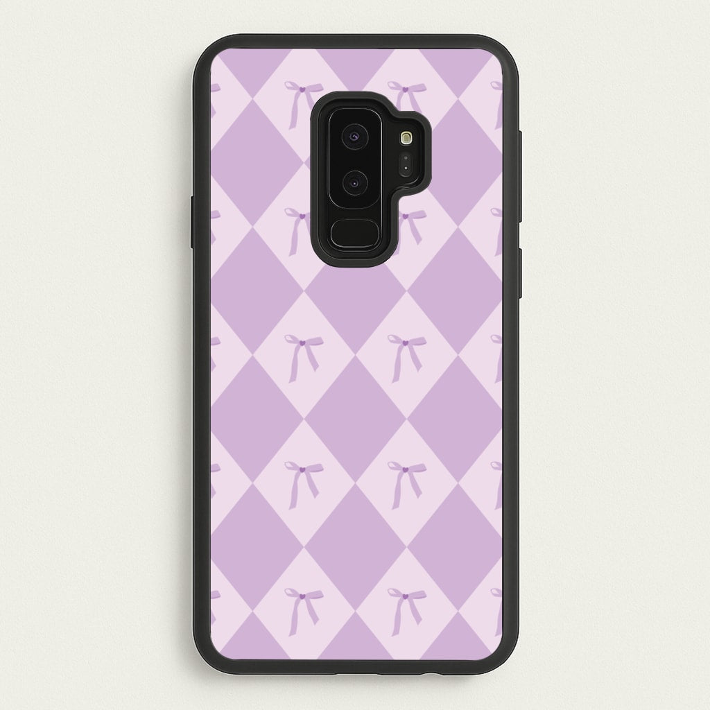 Purple Argyle Coquette Pattern - Clean Girl Aesthetic Phone Case for Galaxy S9 Plus