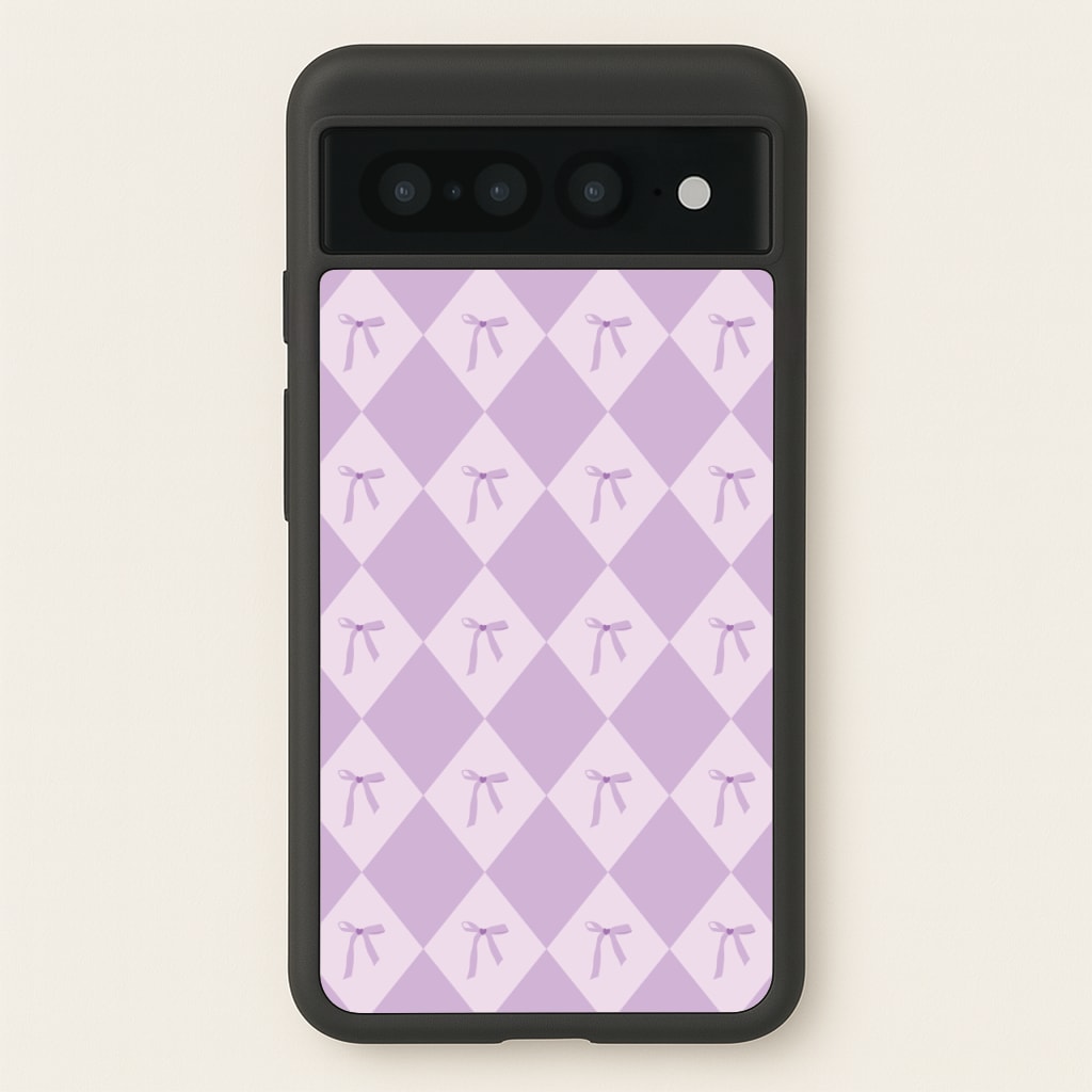 Purple Argyle Coquette Pattern - Clean Girl Aesthetic Phone Case for Google Pixel 7 Pro
