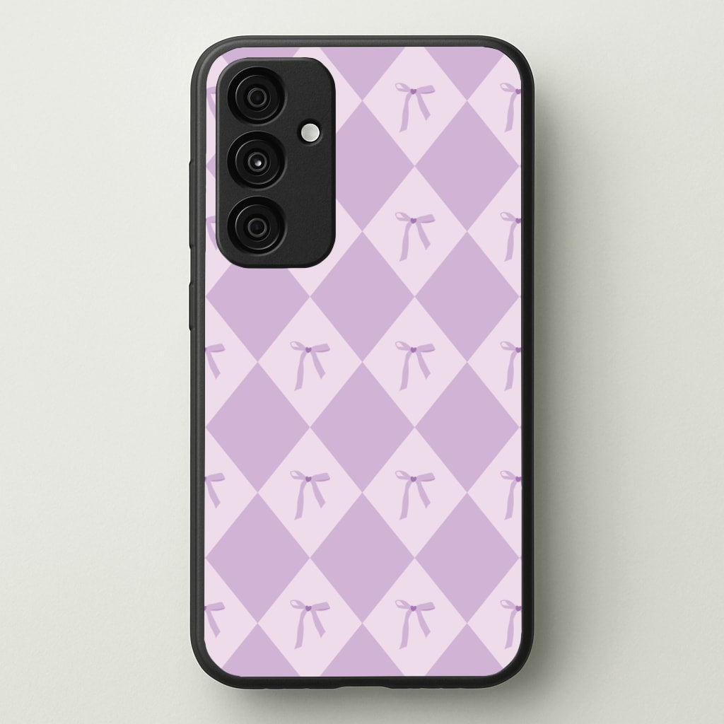 Purple Argyle Coquette Pattern - Clean Girl Aesthetic Phone Case for Galaxy A15