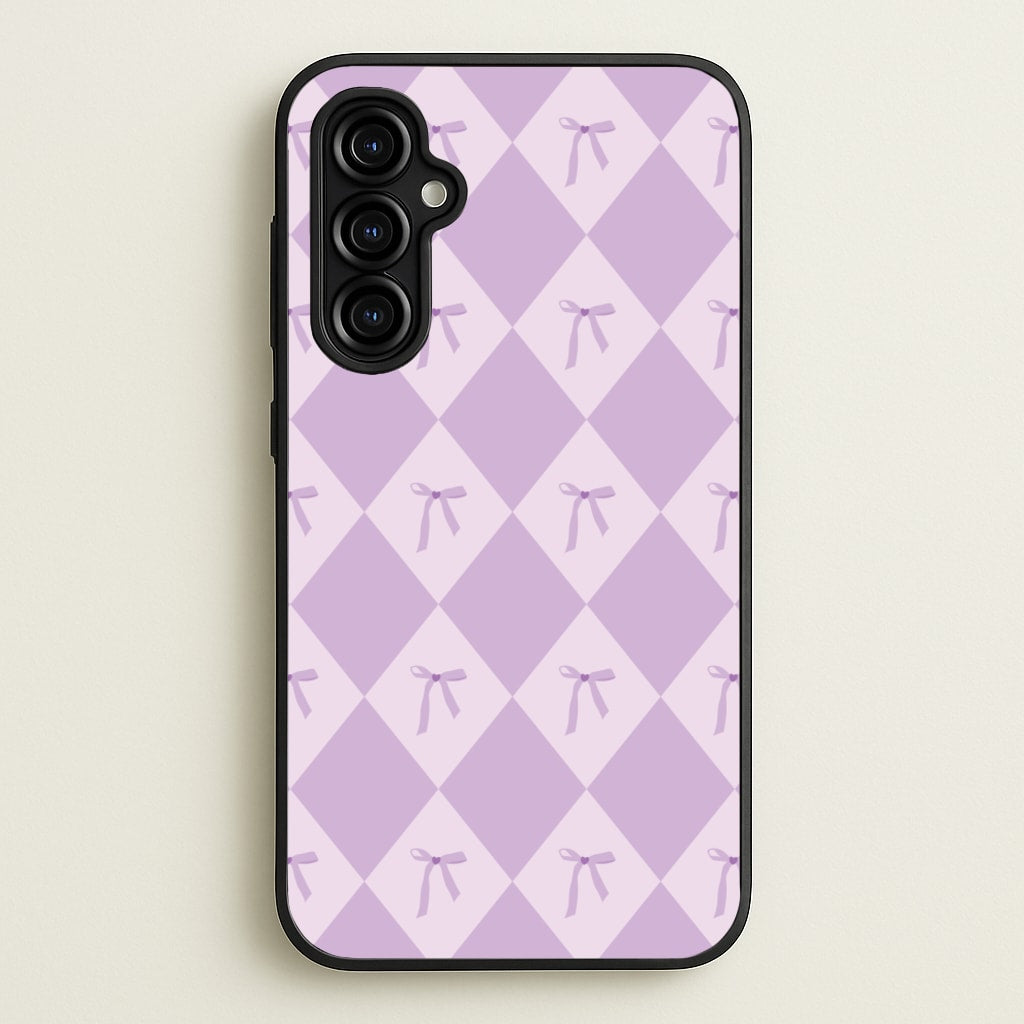 Purple Argyle Coquette Pattern - Clean Girl Aesthetic Phone Case for Galaxy A54