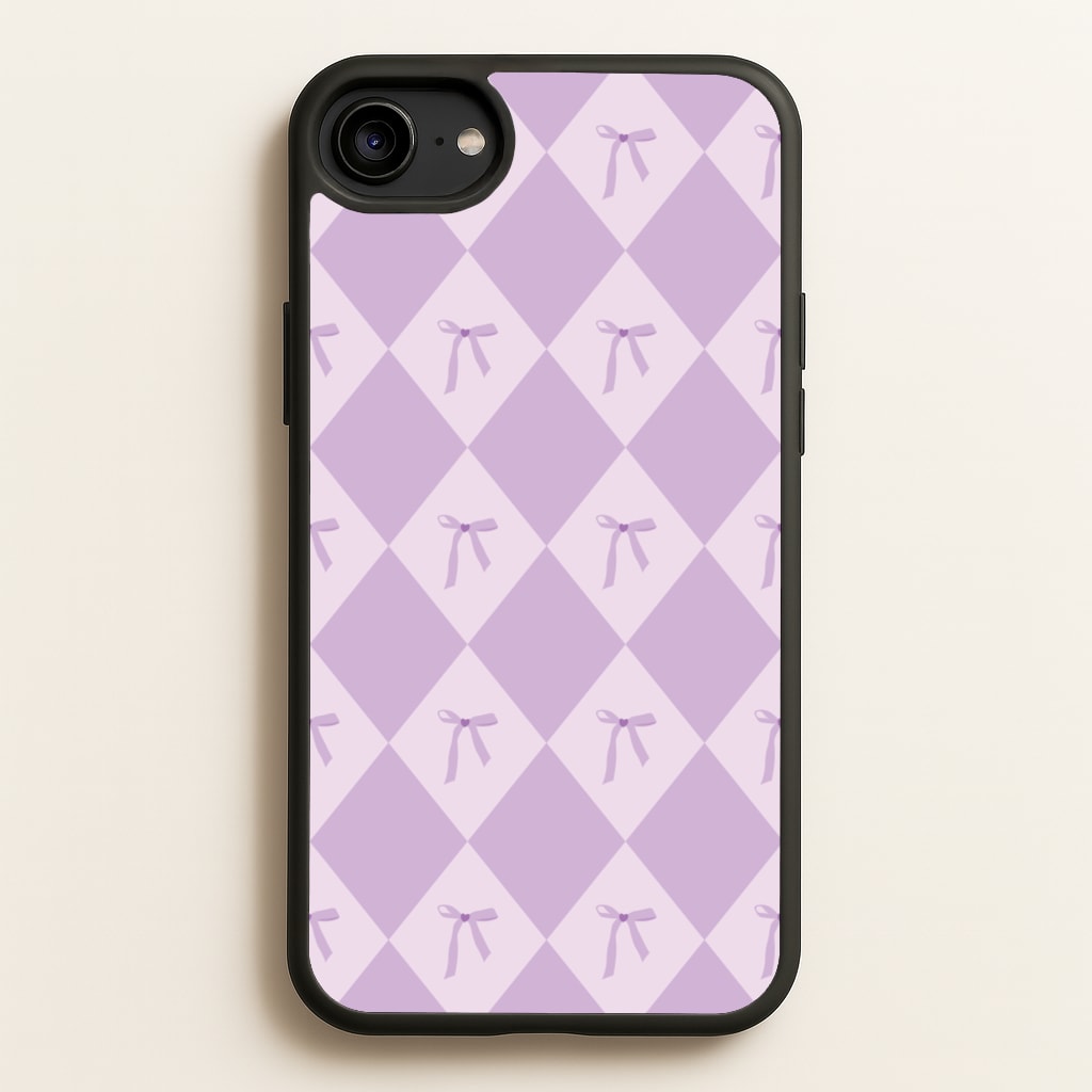 Purple Argyle Coquette Pattern - Clean Girl Aesthetic Phone Case for iPhone 6 / 7 / 8 / SE