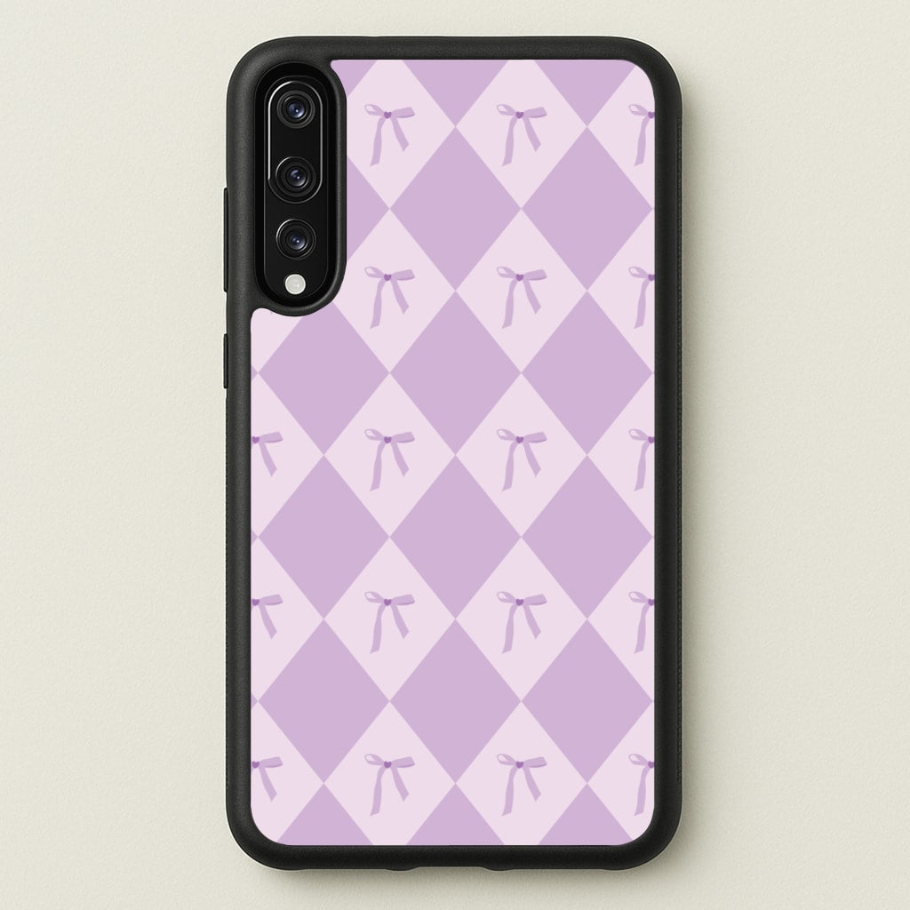 Purple Argyle Coquette Pattern - Clean Girl Aesthetic Phone Case for Huawei P20 Pro