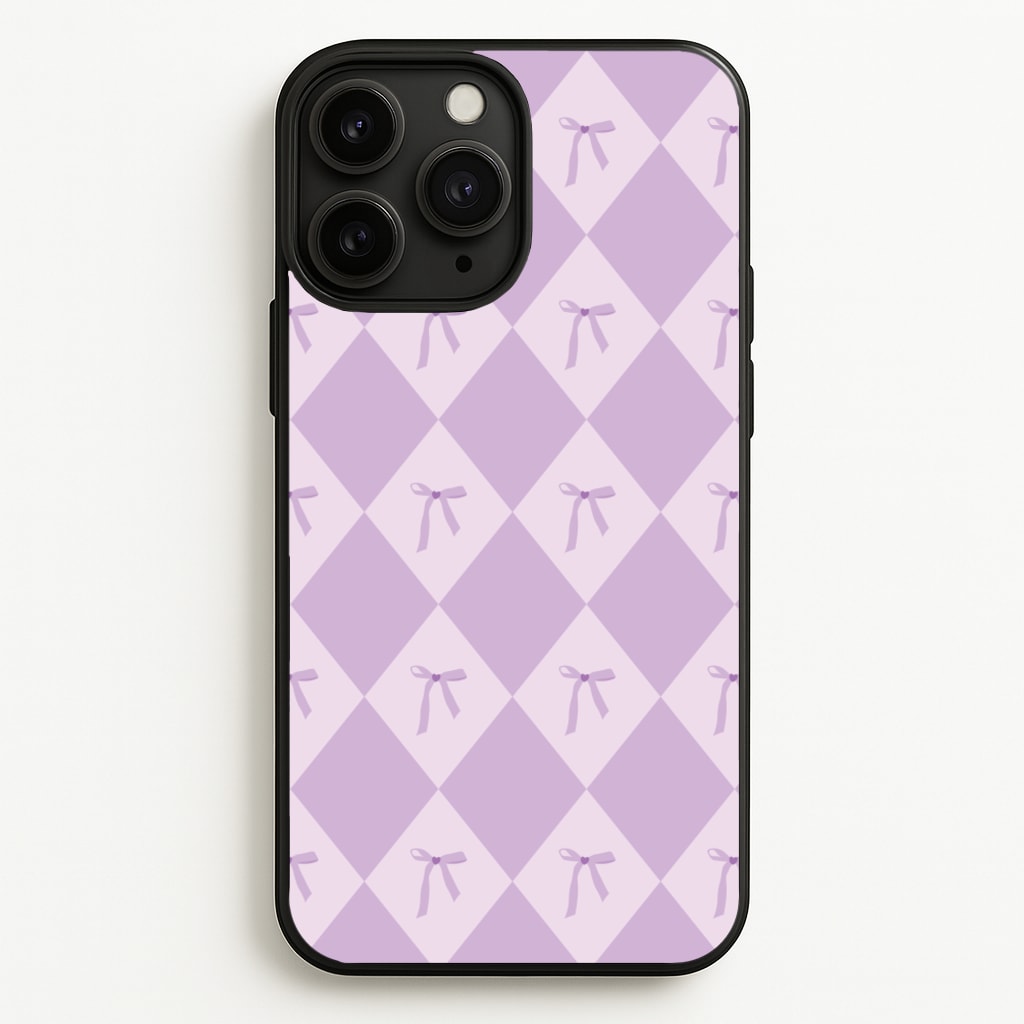 Purple Argyle Coquette Pattern - Clean Girl Aesthetic Phone Case for iPhone 11 Pro