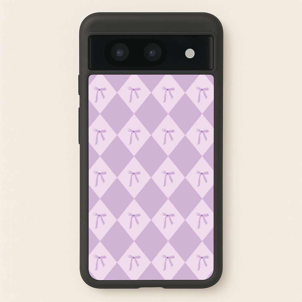 Purple Argyle Coquette Pattern - Clean Girl Aesthetic Phone Case for Google Pixel 8a