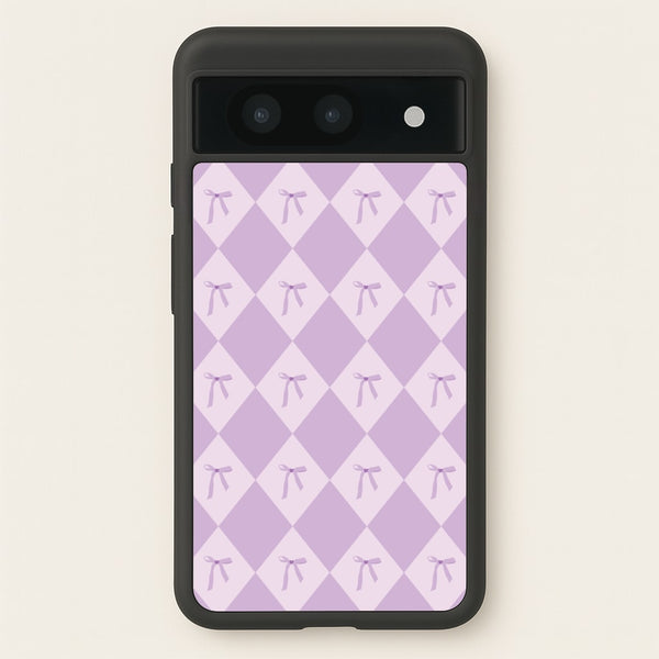 Purple Argyle Coquette Pattern - Clean Girl Aesthetic Phone Case for Google Pixel 8a