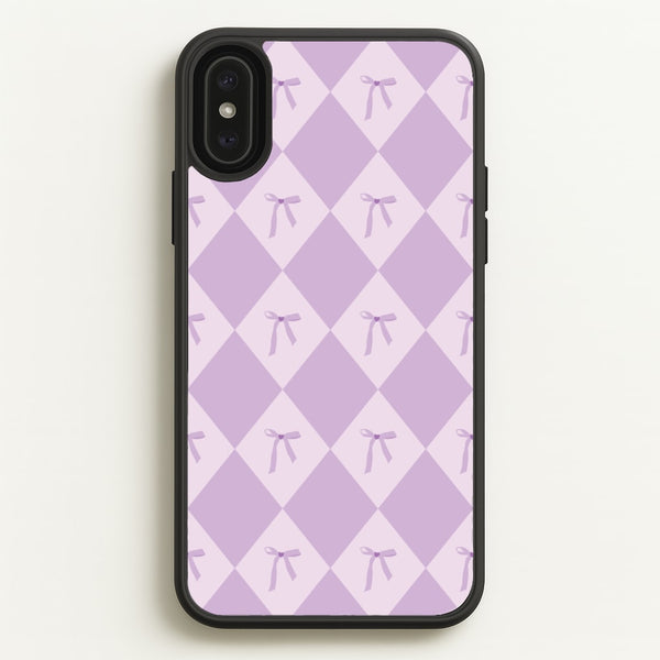Purple Argyle Coquette Pattern - Clean Girl Aesthetic Phone Case for iPhone XS Max