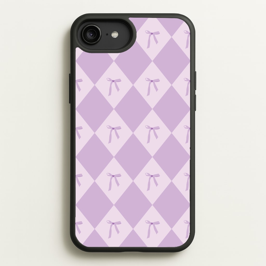 Purple Argyle Coquette Pattern - Clean Girl Aesthetic Phone Case for iPhone 6 Plus / 7 Plus / 8 Plus