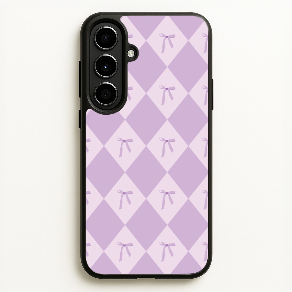 Purple Argyle Coquette Pattern - Clean Girl Aesthetic Phone Case for Galaxy A56