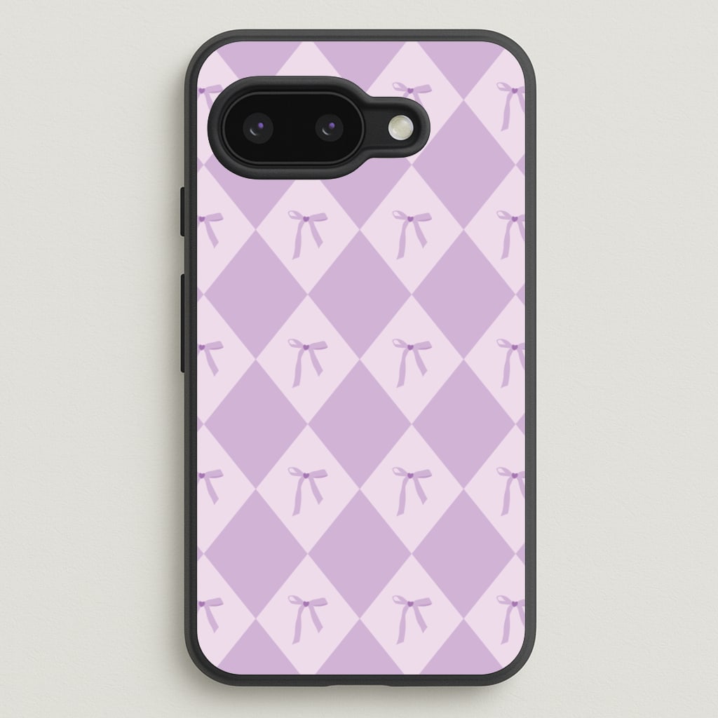 Purple Argyle Coquette Pattern - Clean Girl Aesthetic Phone Case for Google Pixel 9a