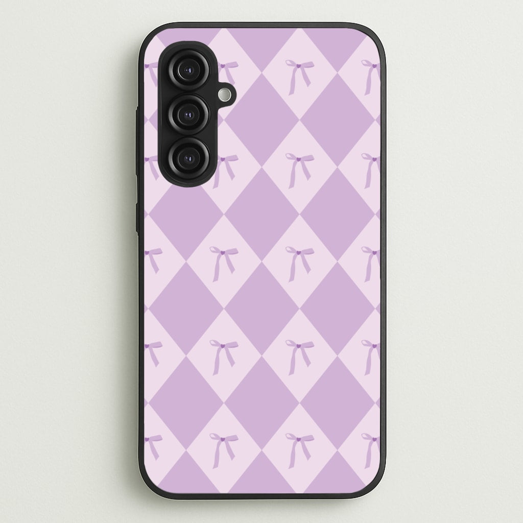 Purple Argyle Coquette Pattern - Clean Girl Aesthetic Phone Case for Galaxy S23FE