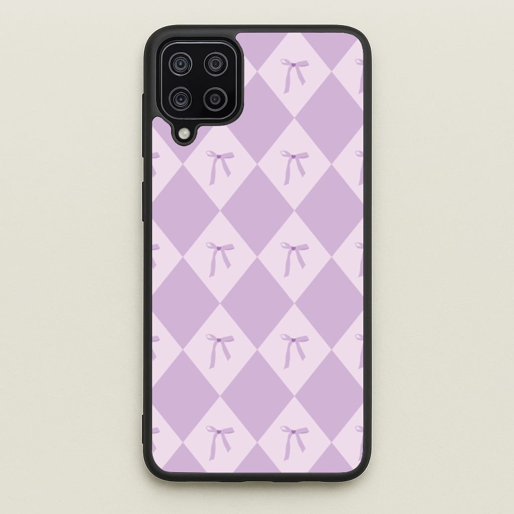 Purple Argyle Coquette Pattern - Clean Girl Aesthetic Phone Case for Galaxy A12