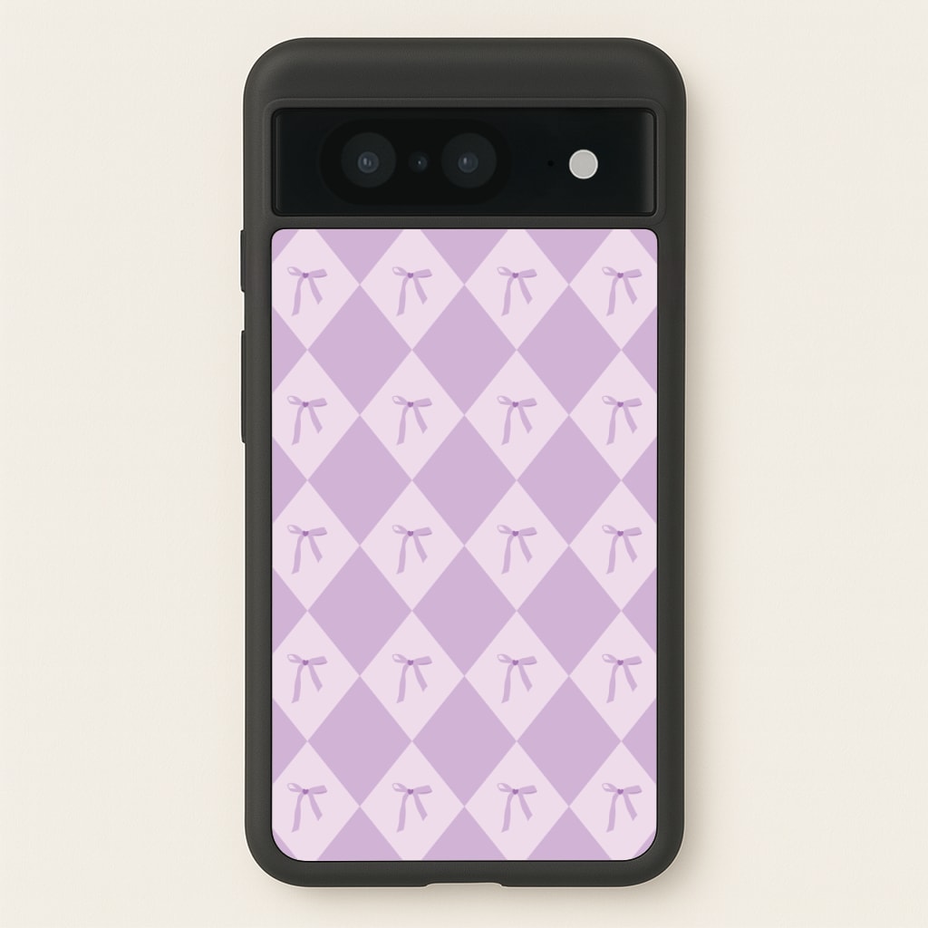 Purple Argyle Coquette Pattern - Clean Girl Aesthetic Phone Case for Google Pixel 8