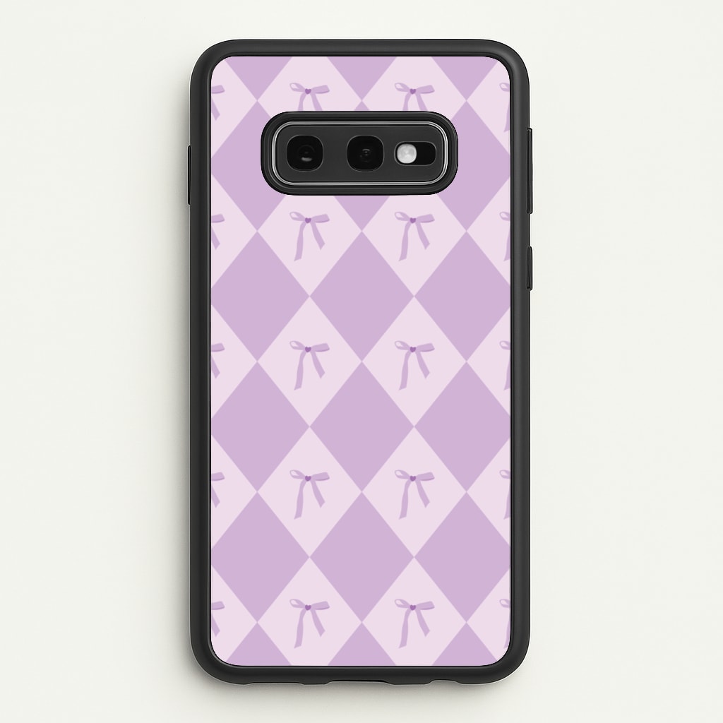 Purple Argyle Coquette Pattern - Clean Girl Aesthetic Phone Case for Galaxy S10e