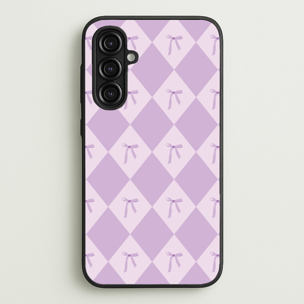 Purple Argyle Coquette Pattern - Clean Girl Aesthetic Phone Case for Galaxy A16