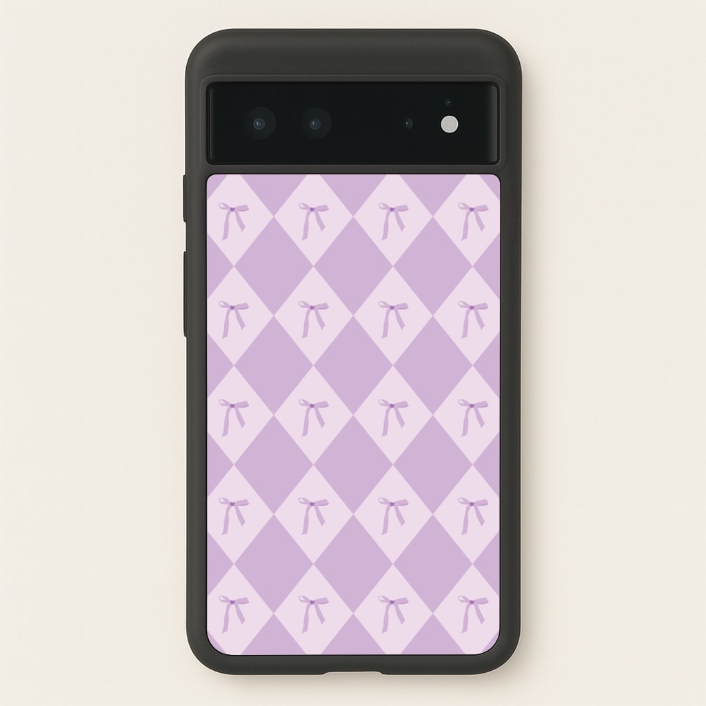 Purple Argyle Coquette Pattern - Clean Girl Aesthetic Phone Case for Google Pixel 6