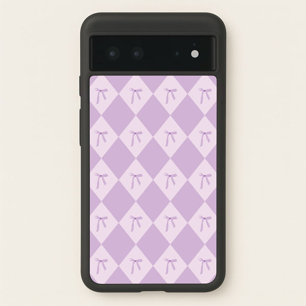 Purple Argyle Coquette Pattern - Clean Girl Aesthetic Phone Case for Google Pixel 6