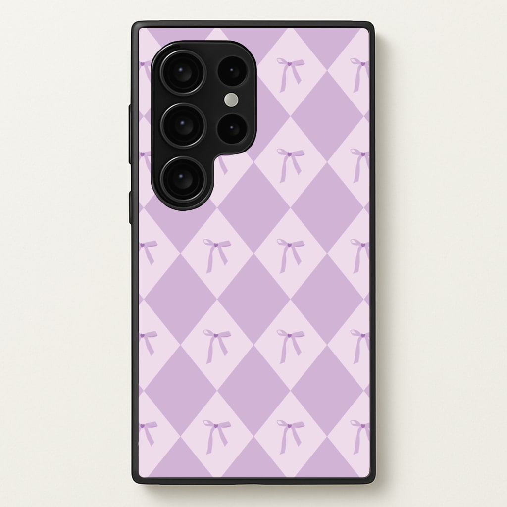 Purple Argyle Coquette Pattern - Clean Girl Aesthetic Phone Case for Galaxy S24 Ultra