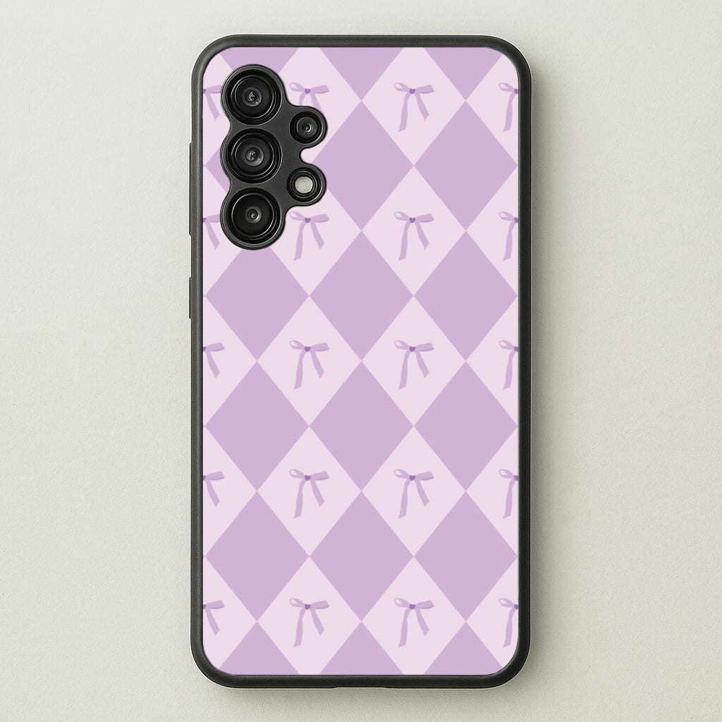 Purple Argyle Coquette Pattern - Clean Girl Aesthetic Phone Case for Galaxy A13